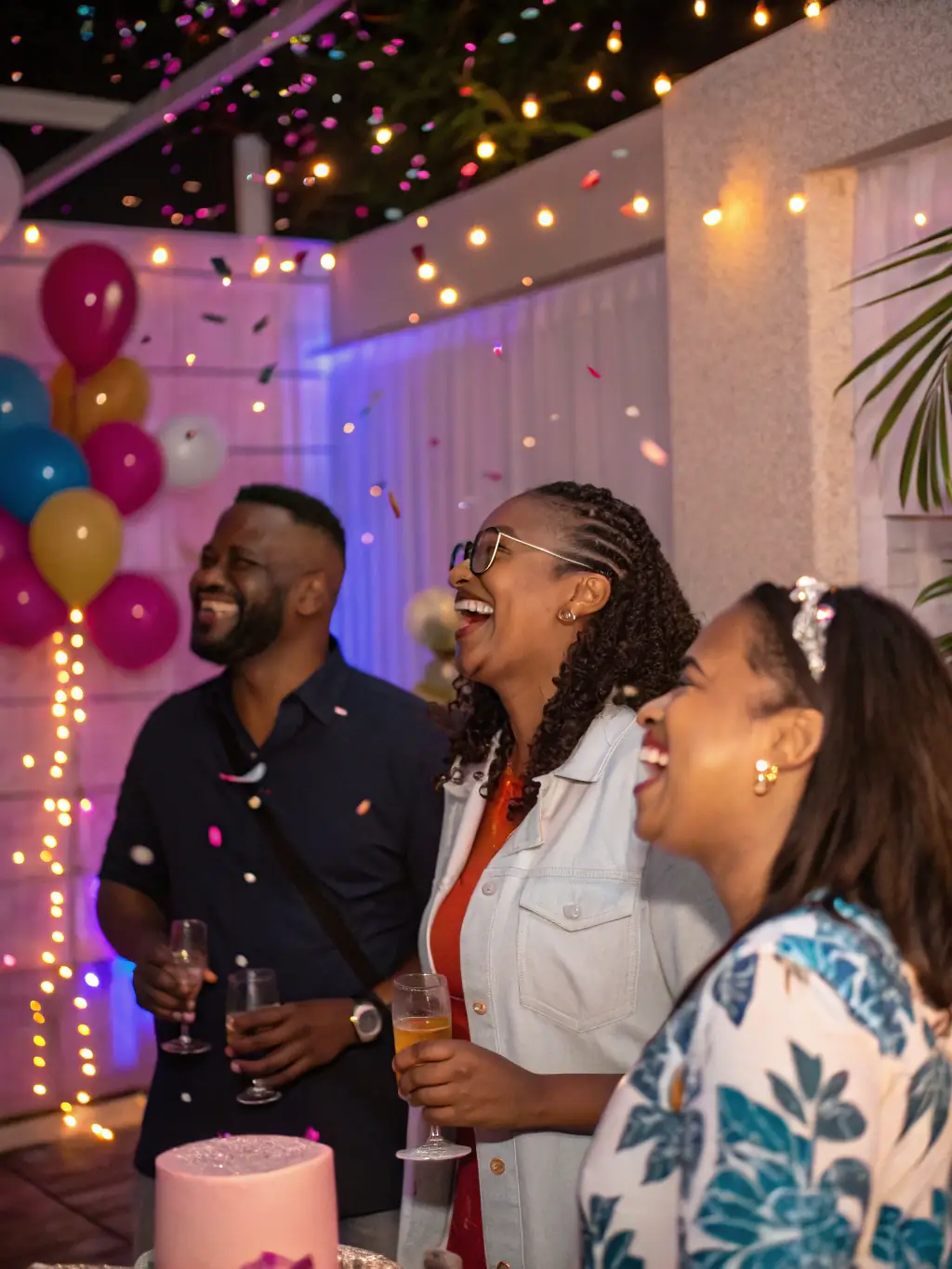 A festive private celebration with unique decorations and a lively atmosphere, reflecting Oasis of Art's ability to create personalized and memorable private events.